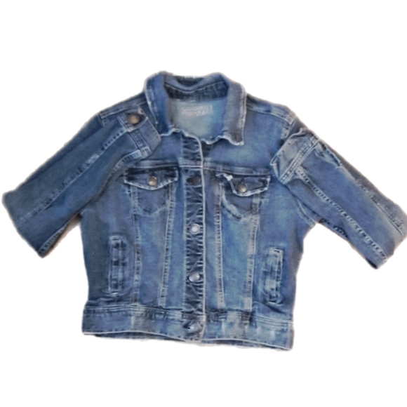 Celebrity Pink Jeans Lightly Factory Distressed Denim Jean Jacket 2X Host Pick - Picture 7 of 16